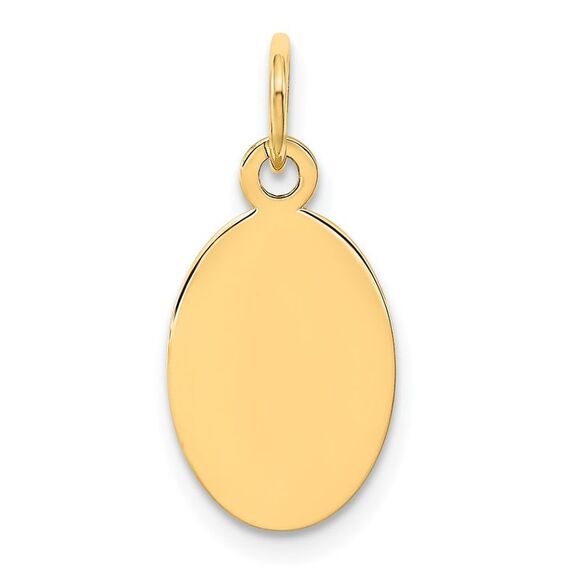 Kazi Luxury 14k Yellow Gold Plain .018 Gauge Engravable Oval Disc Charm